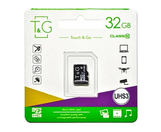Карта памяти T&G microSDXC (UHS-3) 32 GB class 10 (без адаптера) Черный