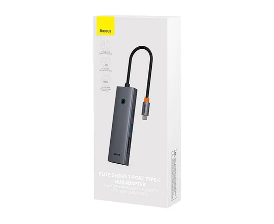 Переходник Baseus Hub UltraJoy 7-Port (Type-C to HDMI4K@60Hz+USB3.0*2+PD+SD/TF3.0+3.5mm) (B0005280) Slate Grey