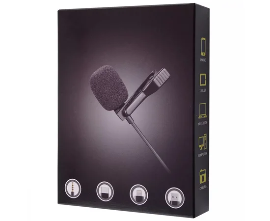 Микрофон петличный 3,5mm Mini-Jack Черный