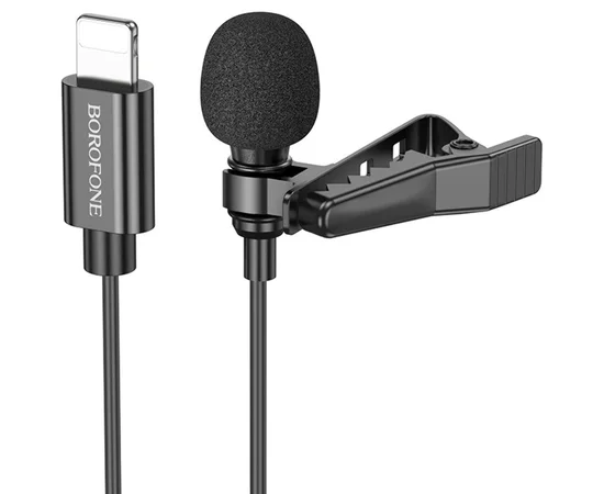 Мікрофон петличний Borofone BFK11 Elegant lavalier Lightning (2m) Black