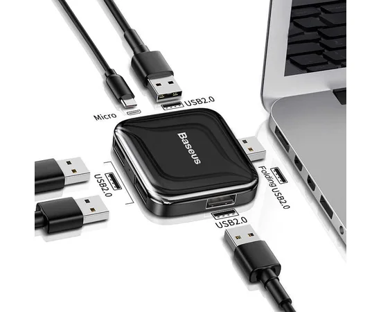 Переходник Hub Baseus Fully Folded Portable 4-in-1 Черный