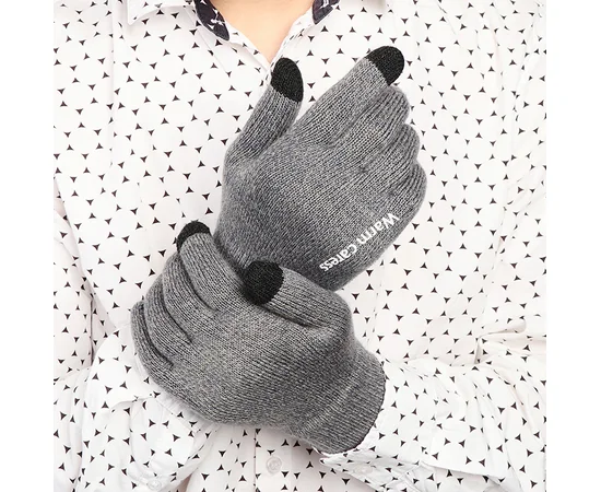 Перчатки сенсорные Warm caress (нескользящие) Светло-серый