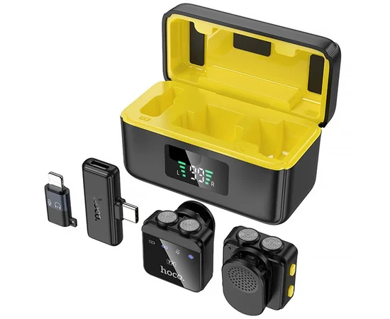 Петличный беспроводной микрофон Hoco L17 Dual-mic magnetic (Lightning/Type-C) Black