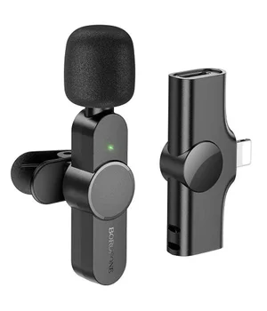 Петличный беспроводной микрофон Borofone BFK12 Trophy lavalier Lightning Black Петличный беспроводной микрофон Borofone BFK12 Trophy lavalier Lightning Black