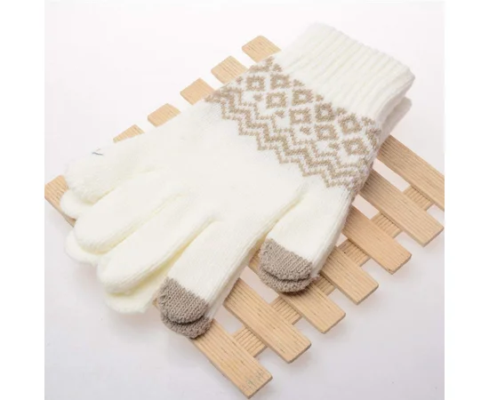 Перчатки сенсорные SHOU с узором Белый