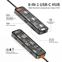 Переходник HUB WIWU Cyber hub CB008 8 in 1 Grey