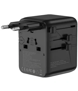 Сетевой универсальный переходник WIWU UA010 Warrior GaN 45W + 2USB-A/3C Black