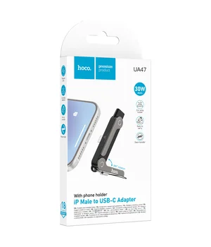 Перехідник Hoco UA47 Lightning male to Type-C female adapter Black