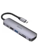 Переходник Hoco HB28 Multi-function 6in1 (Type-C to HDTV+USB3.0+USB2.0+SD+TF+PD) Metal gray