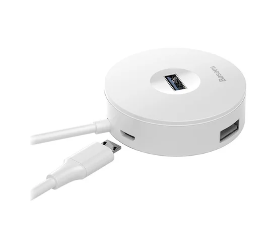 Перехідник HUB Baseus Round Box USB to USB 3.0 + 3USB 2.0 (CAHUB-F) Білий