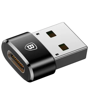 Переходник Baseus USB Male To Type-C Female Adapter Converter 3A (CAAOTG-01) Черный