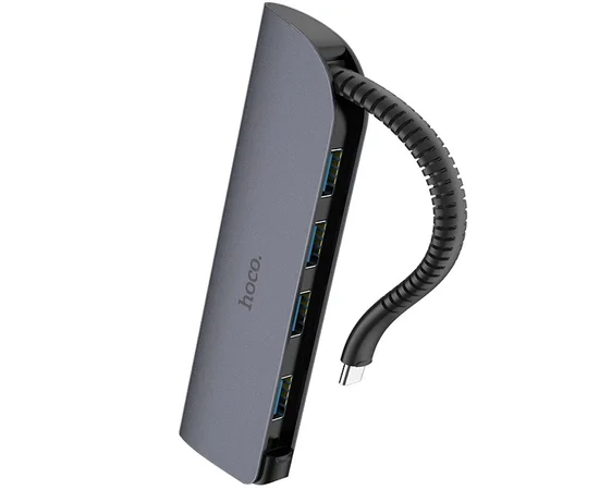 Переходник HUB Hoco HB12 Type-C Серый