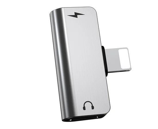 Перехідник Hoco LS24 Lightning to lightning audio / lightning Сталевий