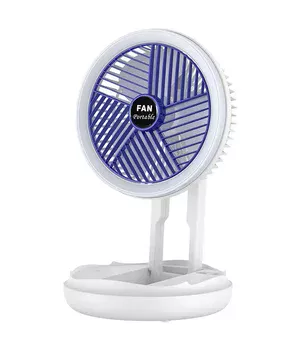 Настільний складаний вентилятор Folding Fan 2in1 with Night Light White