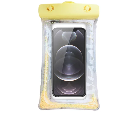 Водонепроникний універсальний чохол 6,5 (Liquid Glitter) Жовтий