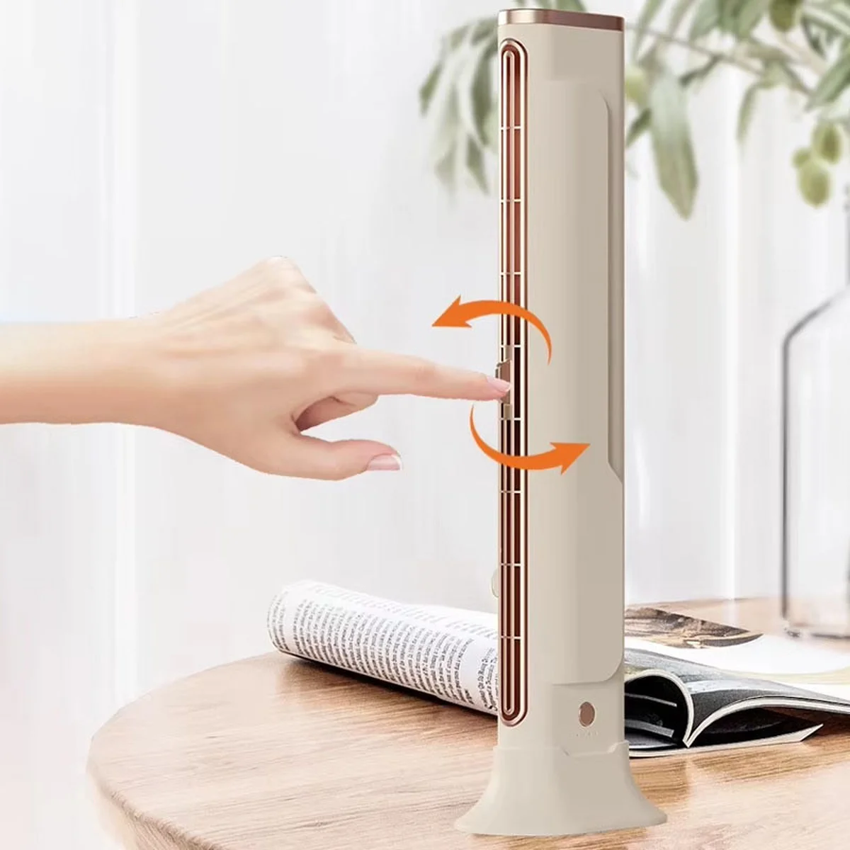 Настільний вентилятор F3 Tower Fan 3 speeds with battery 1200 mAh Biege