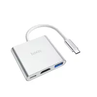 Перехідник HUB Hoco HB14 Type-C to USB3.0+HDMI+PD Сталевий