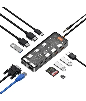 Перехідник HUB WIWU Cyber hub CB012 12 in 1 Grey