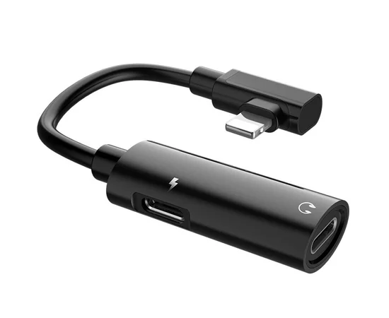 Переходник Hoco LS18 "Tanco" Dual Lightning Черный