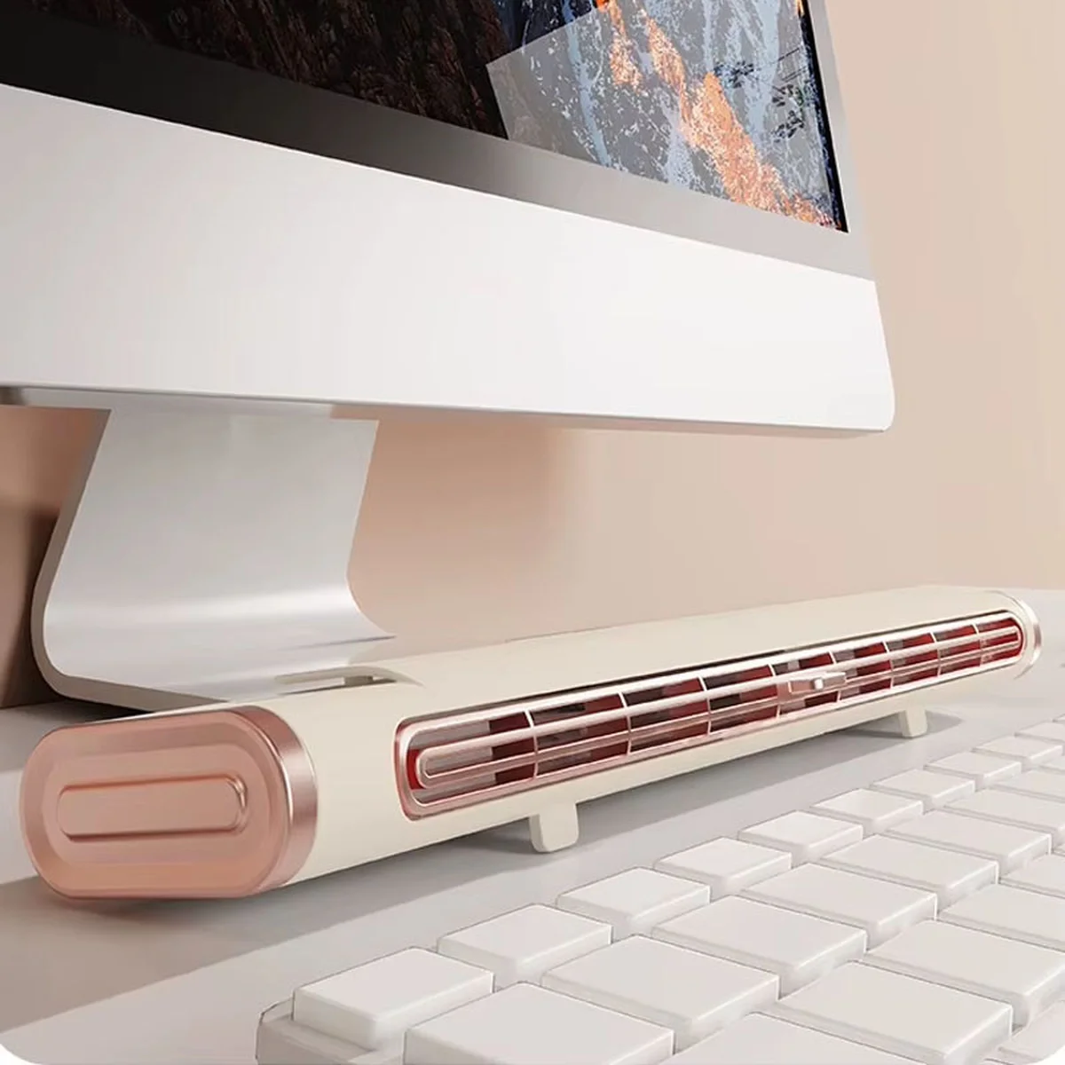 Настільний вентилятор F3 Tower Fan 3 speeds with battery 1200 mAh Biege