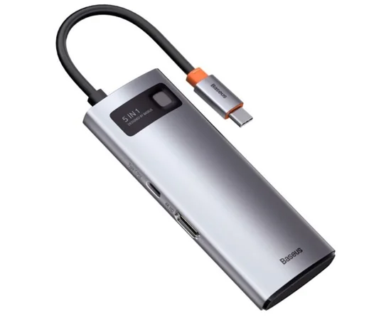 Перехідник HUB Baseus Metal Gleam Series 5-in-1 Multifunctional 30Hz (WKWG020013) Сірий