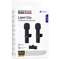 Петличный беспроводной микрофон Borofone BFK16A Winner dual-mic Type-C Black