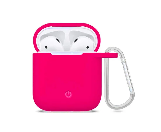 Силіконовий футляр з карабіном для навушників AirPods Рожевий / Hot Pink