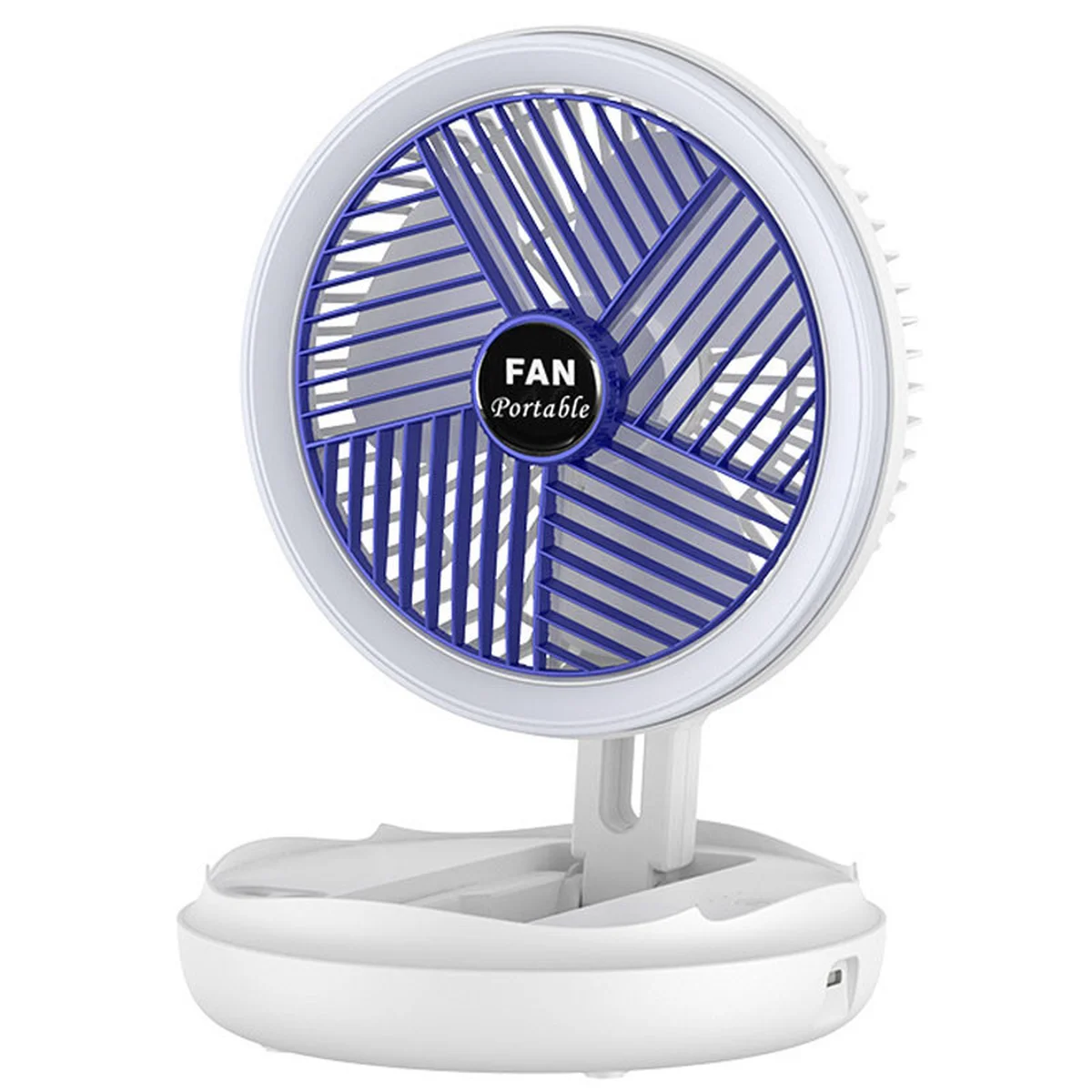 Настольный складной вентилятор Folding Fan 2in1 with Night Light White