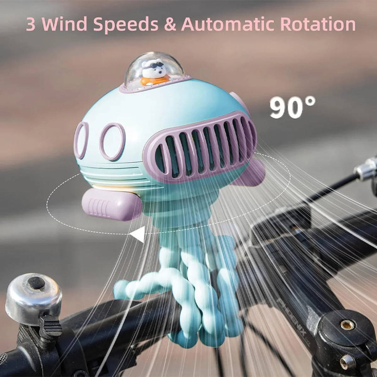 Мультифункціональний вентилятор Submarine F18 with music and battery 4000 mAh Blue