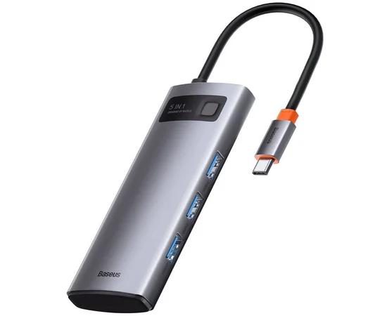 Переходник HUB Baseus Metal Gleam Series 5-in-1 Type-C (CAHUB-CX) Gray