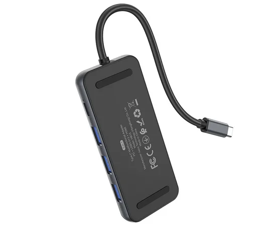 Переходник HUB Hoco HB15 Type-C to USB3.0+HDMI+PD Серый