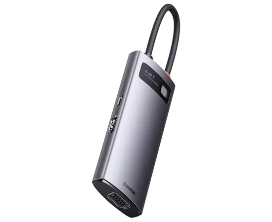 Перехідник HUB Baseus Metal Gleam Series 6-in-1 Multifunctional Type-C (WKWG080013) Gray
