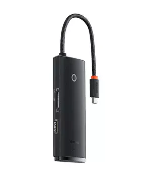 Переходник HUB Baseus Lite Series 6in1 (Type-C to HDMI+2xUSB3.0+Type-C Data+SD/TF) (WKQX050001) Black