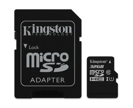 Карта пам'яті Kingston microSDHC 32 GB Card Class 10 + SD adapter Чорний