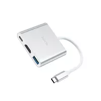 Перехідник HUB Hoco HB14 Type-C to USB3.0+HDMI+PD Сталевий