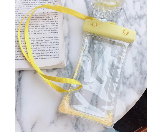 Водонепроникний універсальний чохол 6,5 (Liquid Glitter) Жовтий