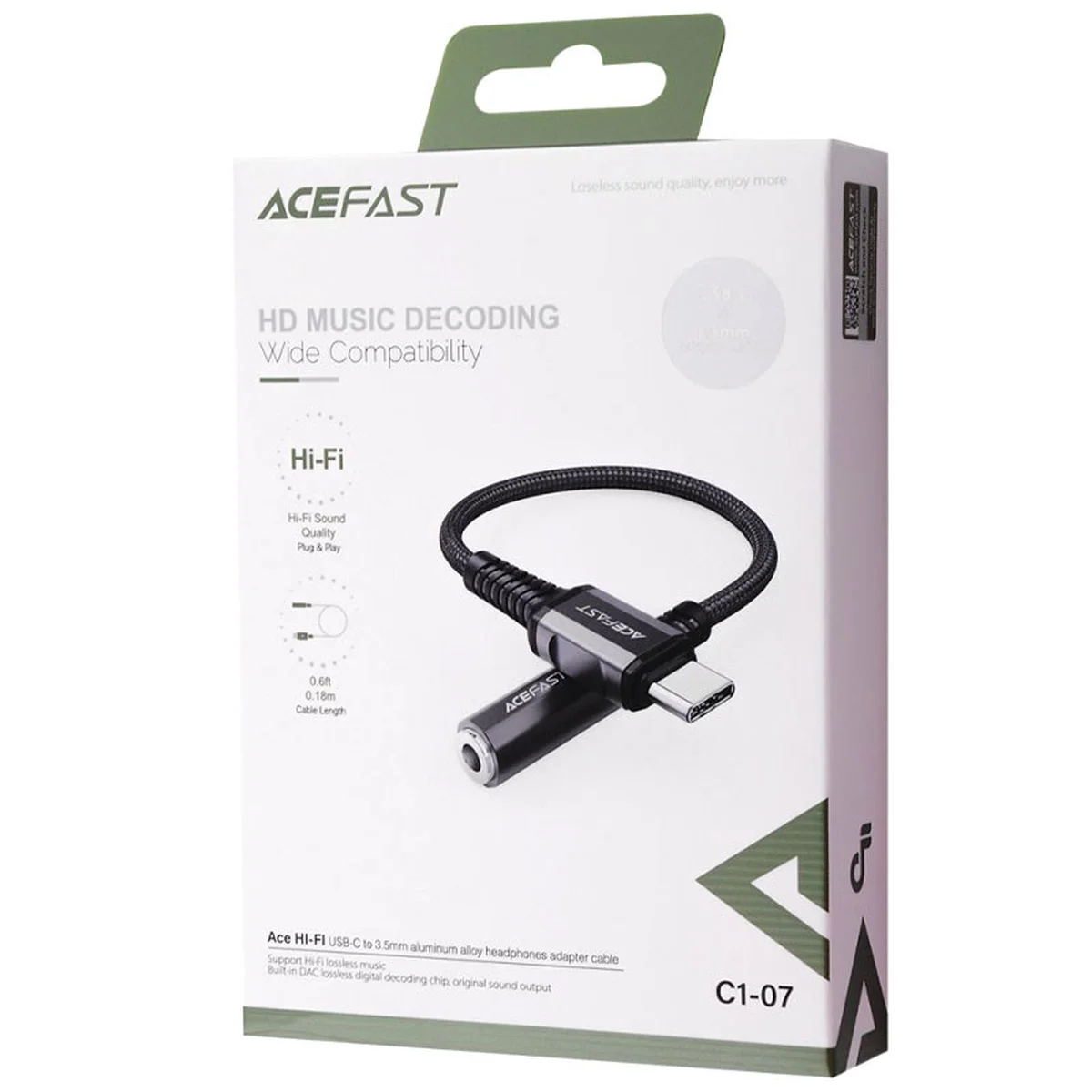 Переходник Acefast C1-07 USB-C to 3.5mm aluminum alloy Black