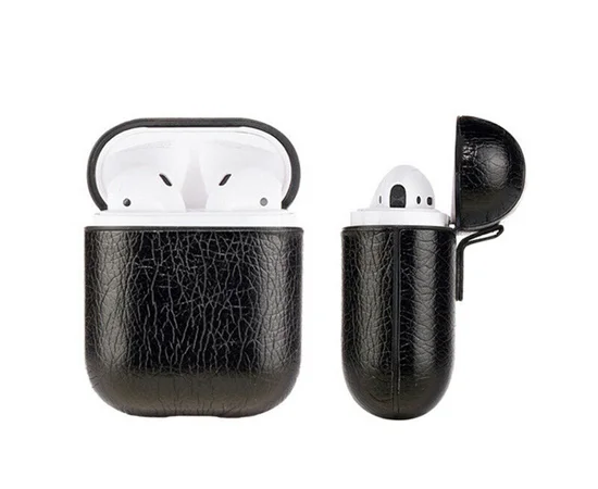 Шкіряний футляр Leather series для навушників AirPods Чорний
