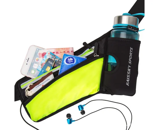 Спортивная сумка на пояс Haissky с карманом для бутылки Зеленый