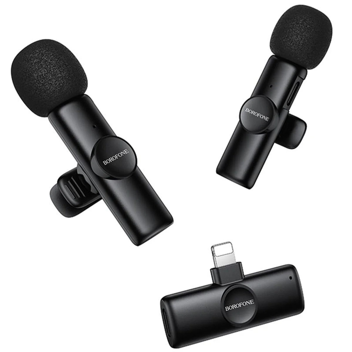 Петличный беспроводной микрофон Borofone BFK16A Winner dual-mic Type-C Black