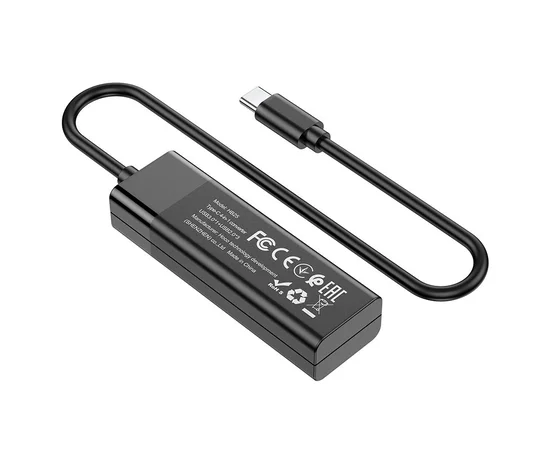 Перехідник Hoco HB25 Easy mix 4in1 (Type-C to USB3.0+USB2.0*3) Чорний