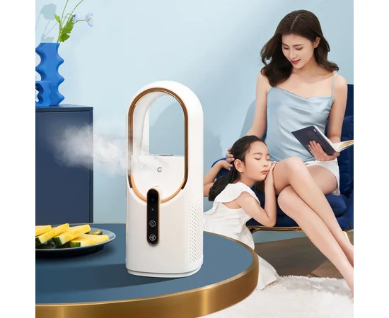 Настольный вентилятор F6 2in1 с увлажнителем воздуха 2200mAh White