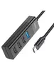 Перехідник Hoco HB25 Easy mix 4in1 (Type-C to USB3.0+USB2.0*3) Чорний