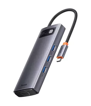 Переходник HUB Baseus Metal Gleam Series 6-in-1 Multifunctional Type-C (WKWG080013) Gray