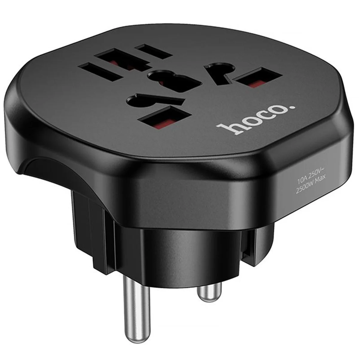Сетевой универсальный переходник Hoco AC6 3in1 (EU) Black