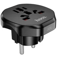 Сетевой универсальный переходник Hoco AC6 3in1 (EU) Black
