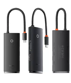 Перехідник HUB Baseus Lite Series 6in1 (Type-C to HDMI+2xUSB3.0+Type-C Data+SD/TF) (WKQX050001) Black