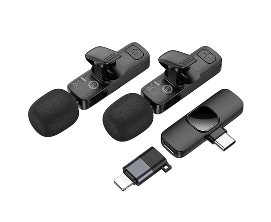 Бездротовий петличний мікрофон Borofone BFK15 Dual-mic lavalier Lightning/Type-C Black