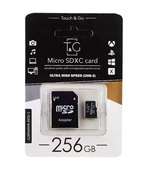 Карта пам'яті T & G microSDXC (UHS-3) 256 GB class 10 (з адаптером) Чорний