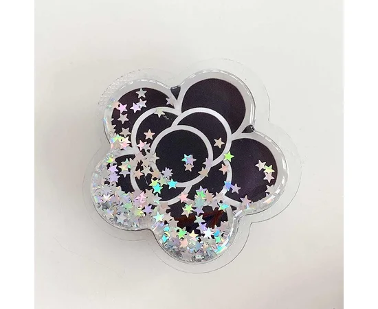 Держатель для телефона круглый (liquid shine) Цветок / Черный